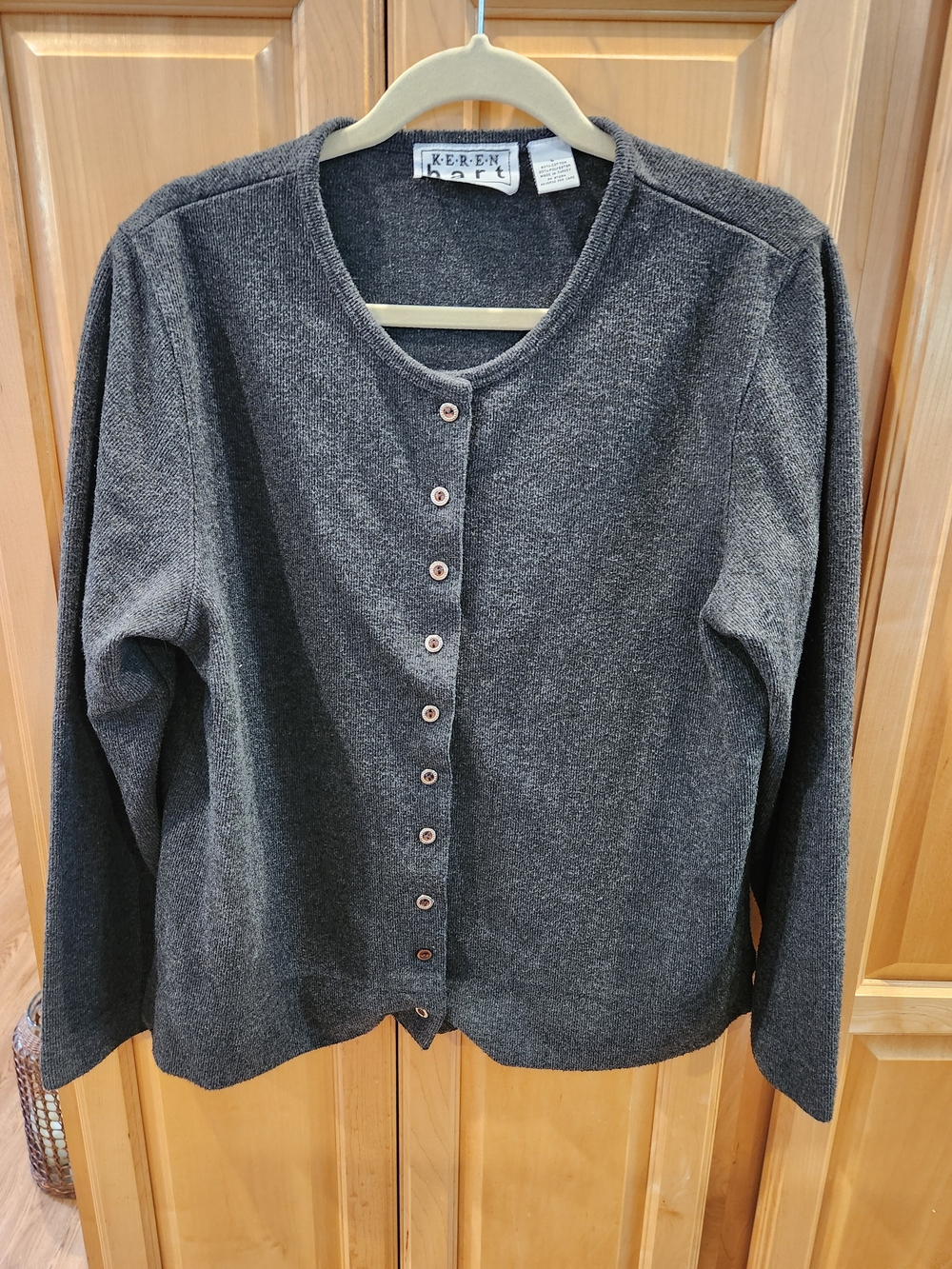 KEREN hart Charcoal Button-Front Knit Cardigan